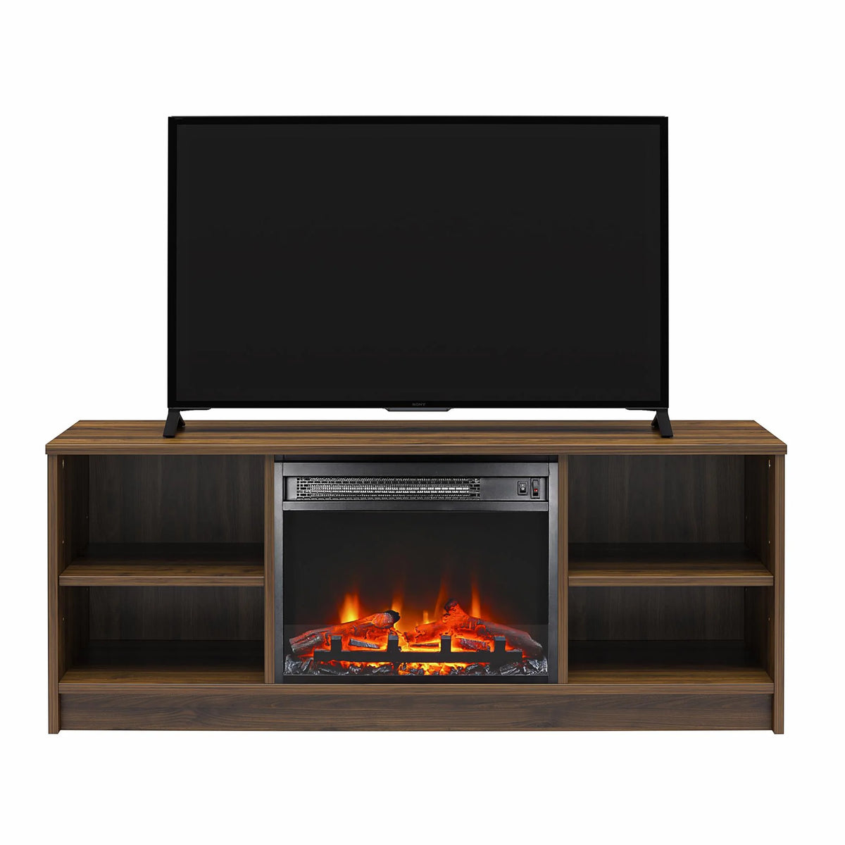 Mainstays Fireplace TV Stand, for TVs up to 55", Black Oak