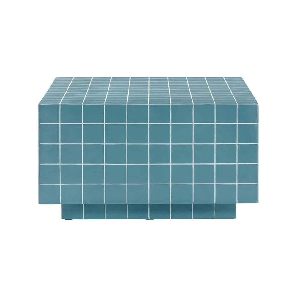 Pemberly Row Contemporary Blue Tile Indoor / Outdoor Coffee Table