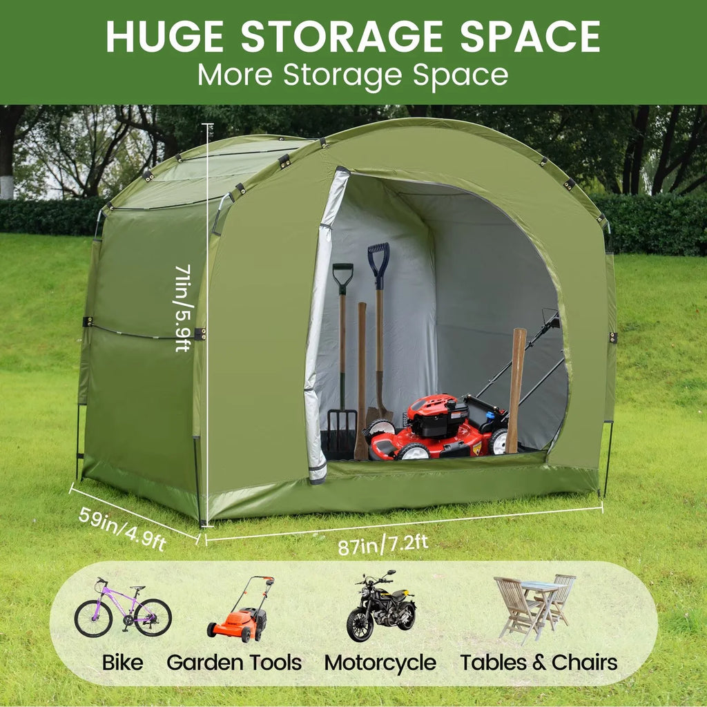 NAIZEA Large Bike Storage Tent, 47" Depth Storage for 6 Bikes Waterproof Outdoor Bicycle Cover, Lawn Mower Garden Tools Shed, Backyard Storage Room Tent Shelter W/Fixing Peg & Rop