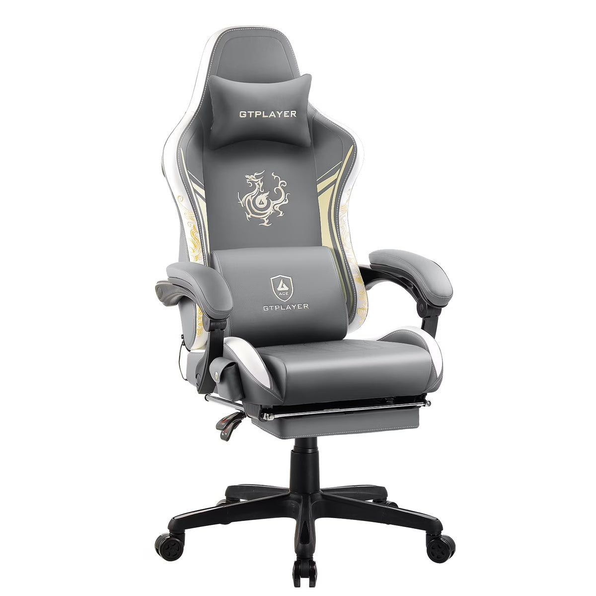 GTPLAYER Gaming Chair with Bluetooth Speakers and Footrest Office Desk Chair, Blue