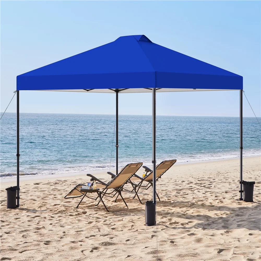 Renwick 10x10 Ft Instant Pop Up Canopy with One Push To Lock Setup Mechanism, Blue