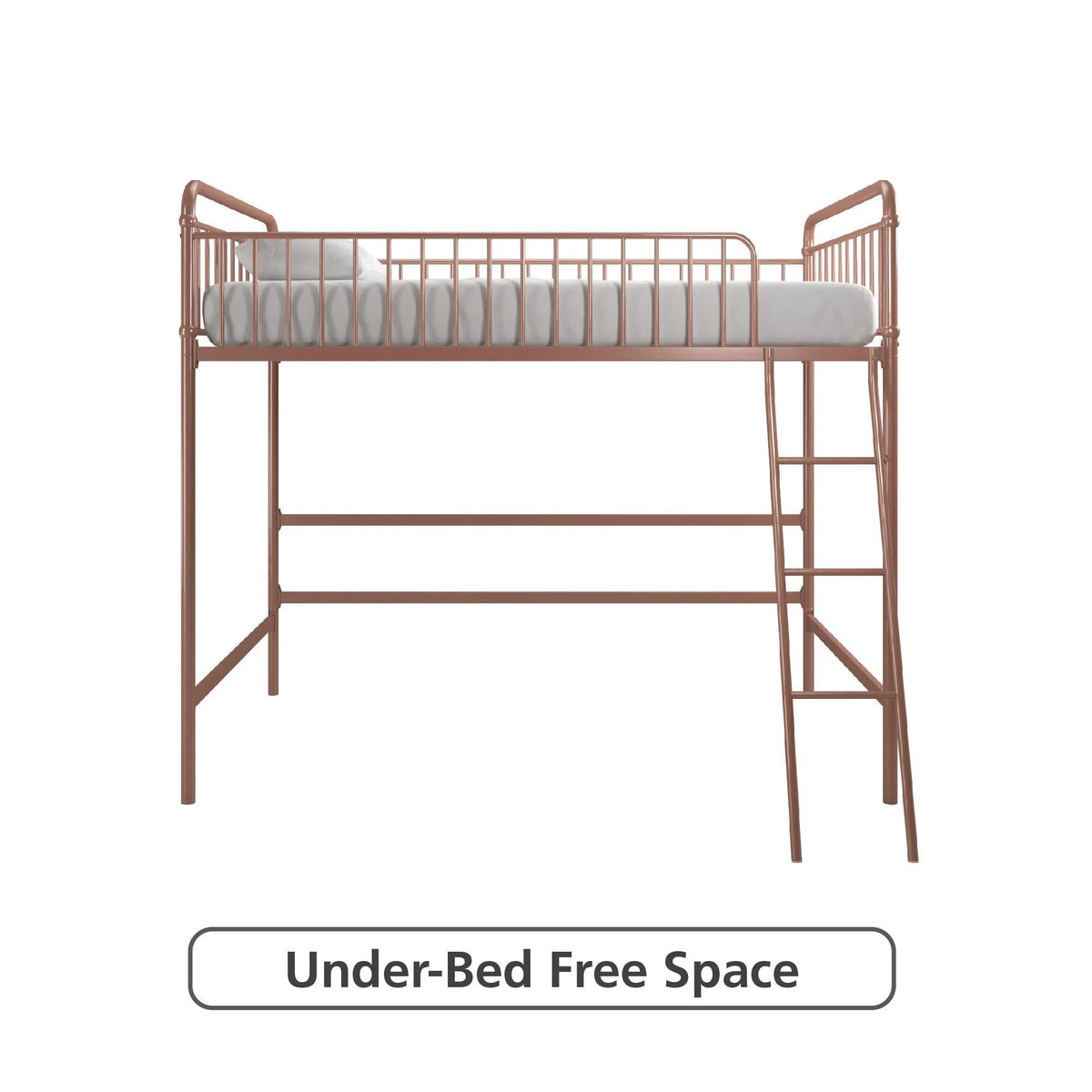 Better Homes & Gardens Kelsey Twin Metal Loft Bed, Rose Gold