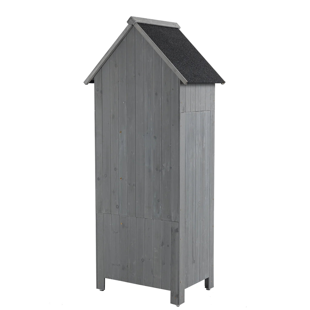 Miniyam 70.55" Outdoor Storage Shed, Garden Tool Storage Cabinet for Home Yard, Natural