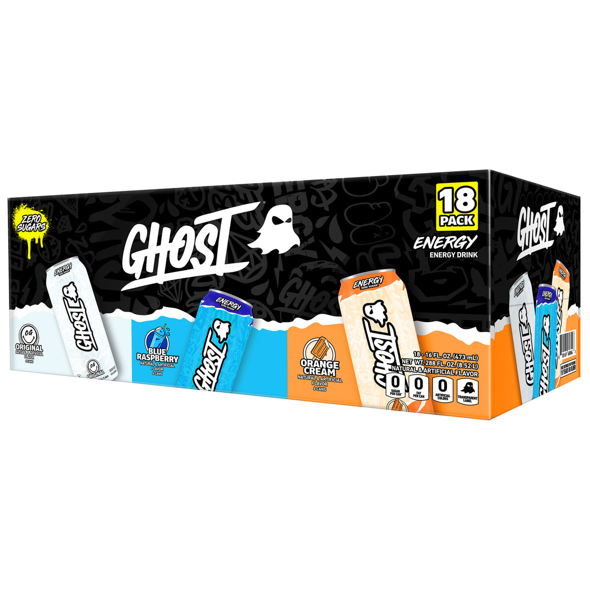 Ghost Energy Drink, Variety Pack, 16 fl oz, 18-count