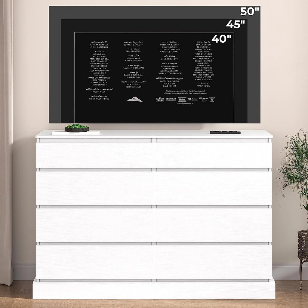 8 Drawers Double Dresser Wooden Black Chest of Drawers for Bedroom, Large Storage Cabinet for Home Living Room