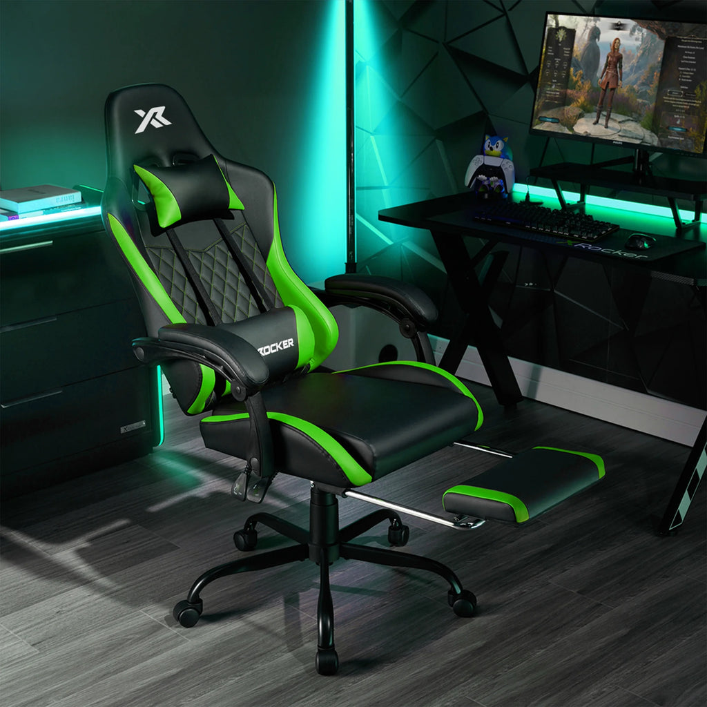 X Rocker Apex PC Gaming Chair with Massage Function and Footrest, Red