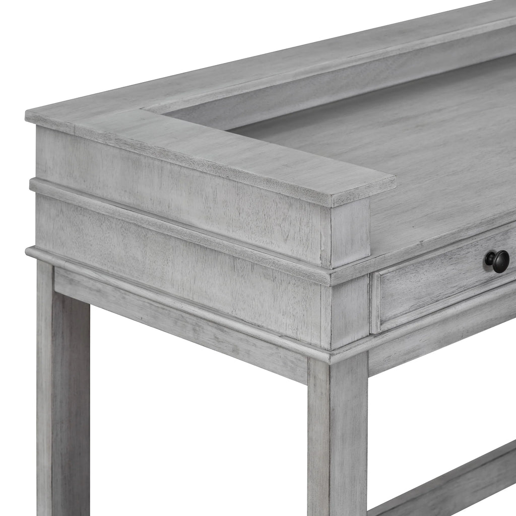 Harper & Bright Designs 4 Piece Bar Table Set for 4, Kitchen Dining Stools Set with 3 Upholstered Stools with 3 Drawers and USB Port, Gray