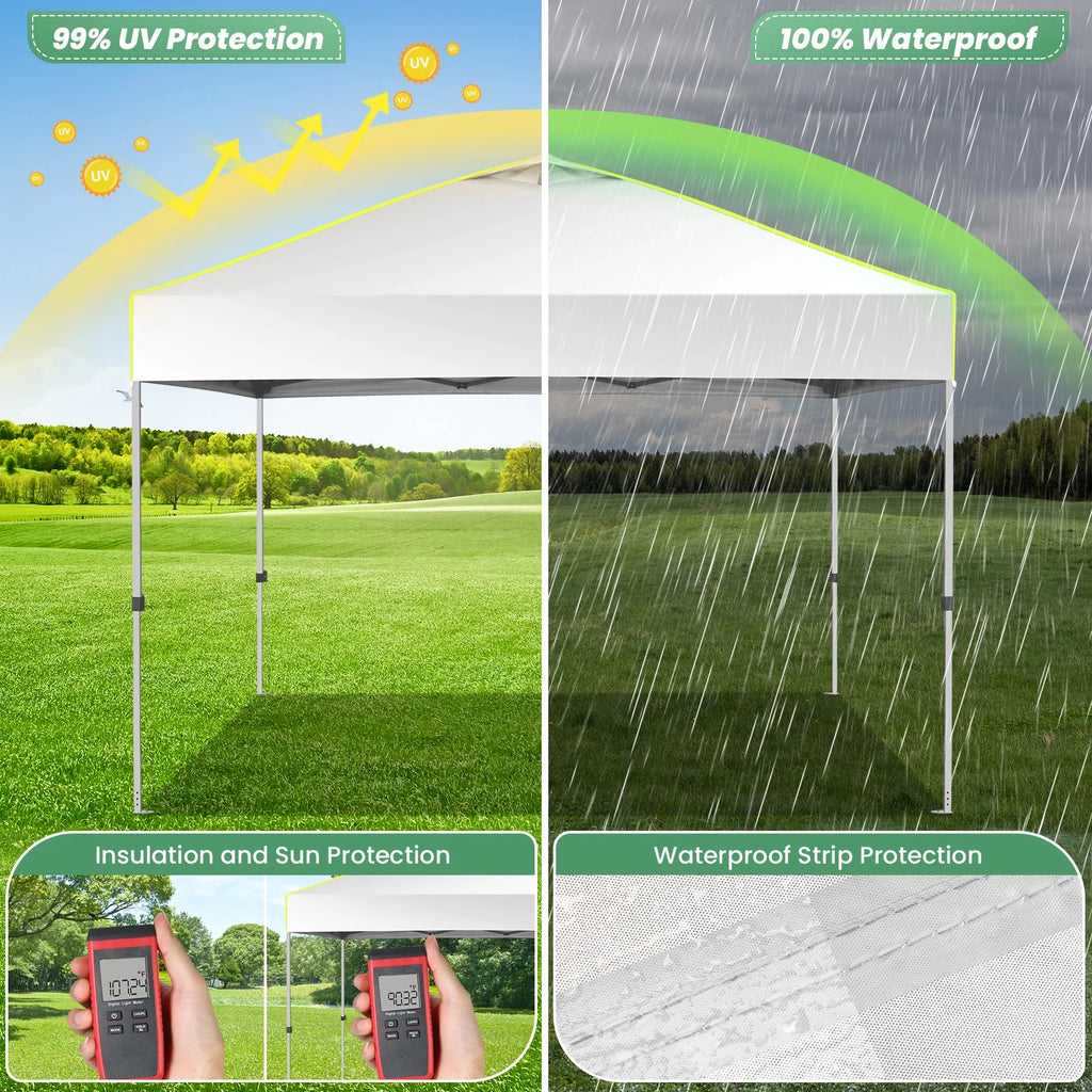 Hoteel Canopy 10x10 Pop Up Canopy Tent 1-Button Push Easy up Outdoor Canopy Instant Portable Commercial Shelter Waterproof UPF50+ Gazebo with Reflective Strip, Air Vent & 4 Sandbags, Black