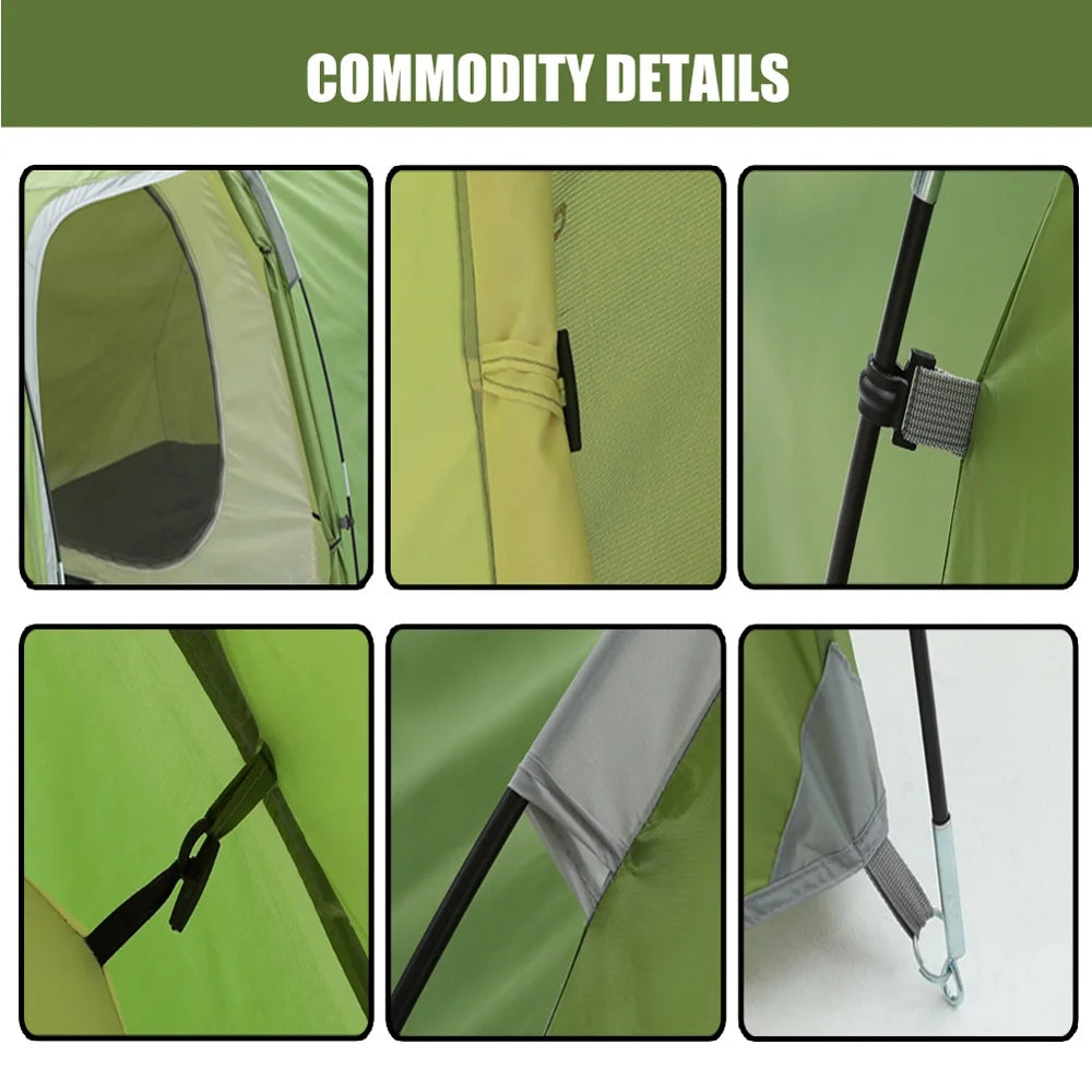 ASTRAEA 4 Person Tents for Camping, Waterproof Camping Tunnel Tent with 2 Divided Rooms for Bikepacking Motorcycle Travel Hiking Mountaineering, Green