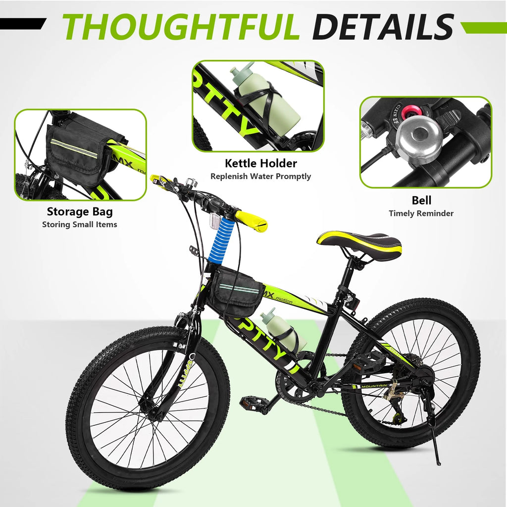 SPPTTY 20-24 inch Bike,6-Speed Mountain Bike for Men Women Boys Girls,Comfort Saddle,Blue