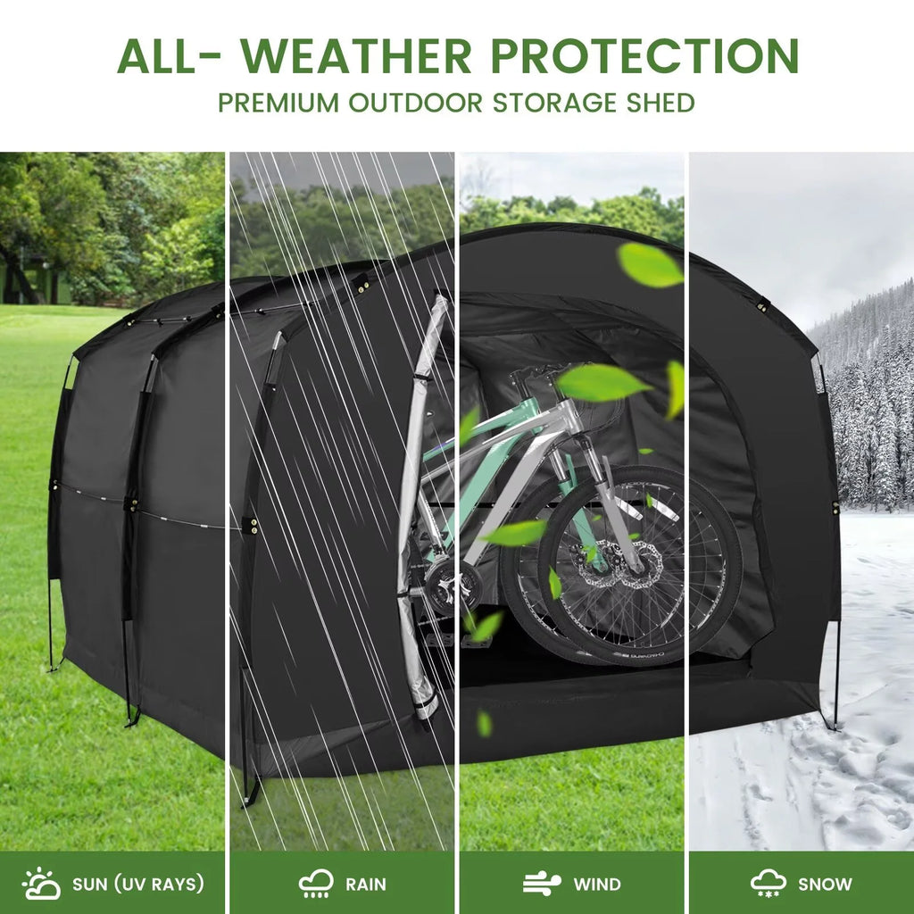 NAIZEA Large Bike Storage Tent, 47" Depth Storage for 6 Bikes Waterproof Outdoor Bicycle Cover, Lawn Mower Garden Tools Shed, Backyard Storage Room Tent Shelter W/Fixing Peg & Rop