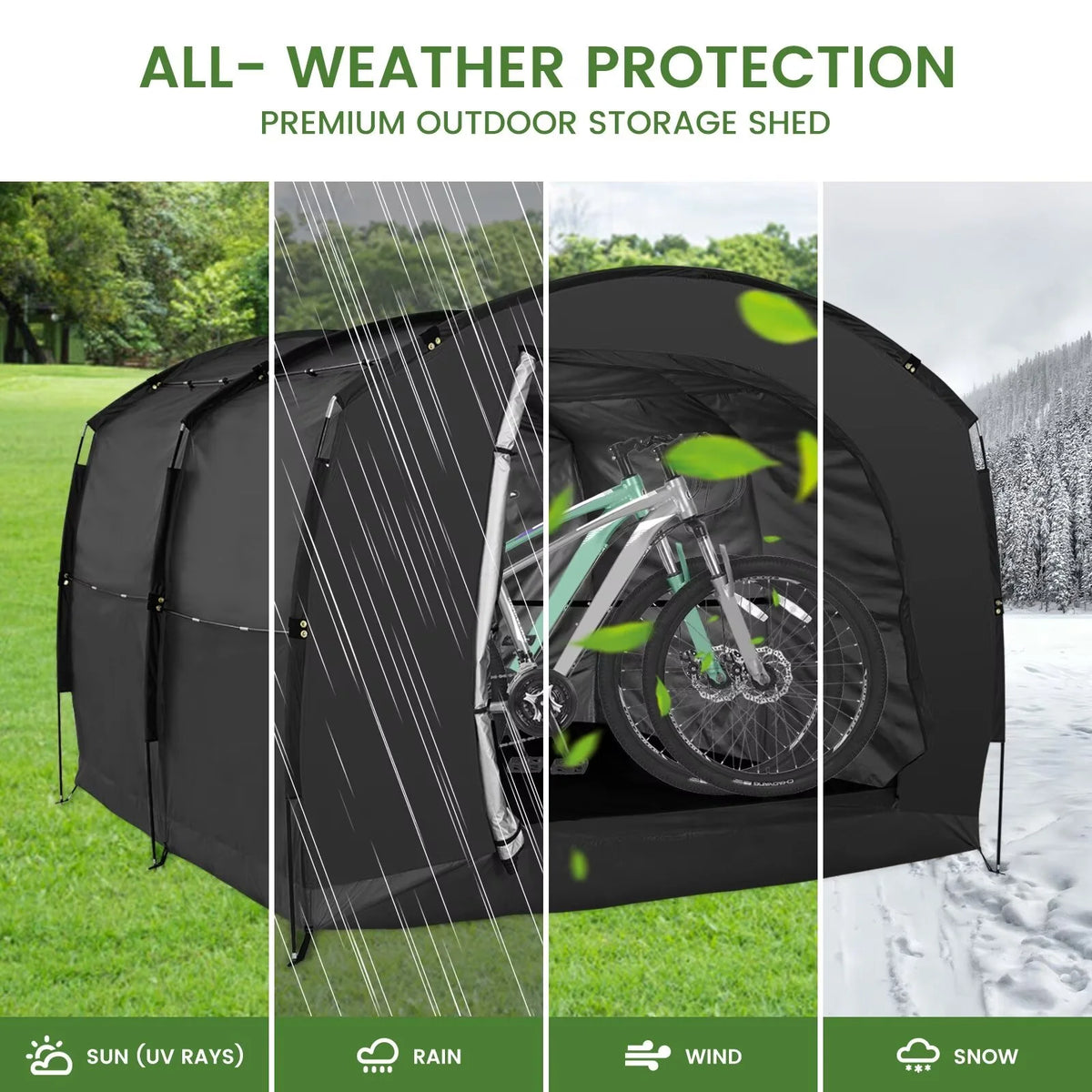 NAIZEA Large Bike Storage Tent, 47" Depth Storage for 6 Bikes Waterproof Outdoor Bicycle Cover, Lawn Mower Garden Tools Shed, Backyard Storage Room Tent Shelter W/Fixing Peg & Rop
