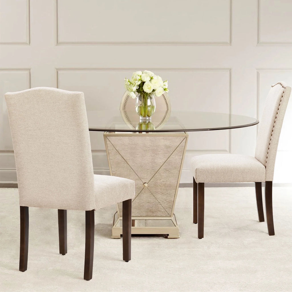 EDX Dining Chairs Set of 2, Parsons Chairs with Nailhead Trim and Wood Legs