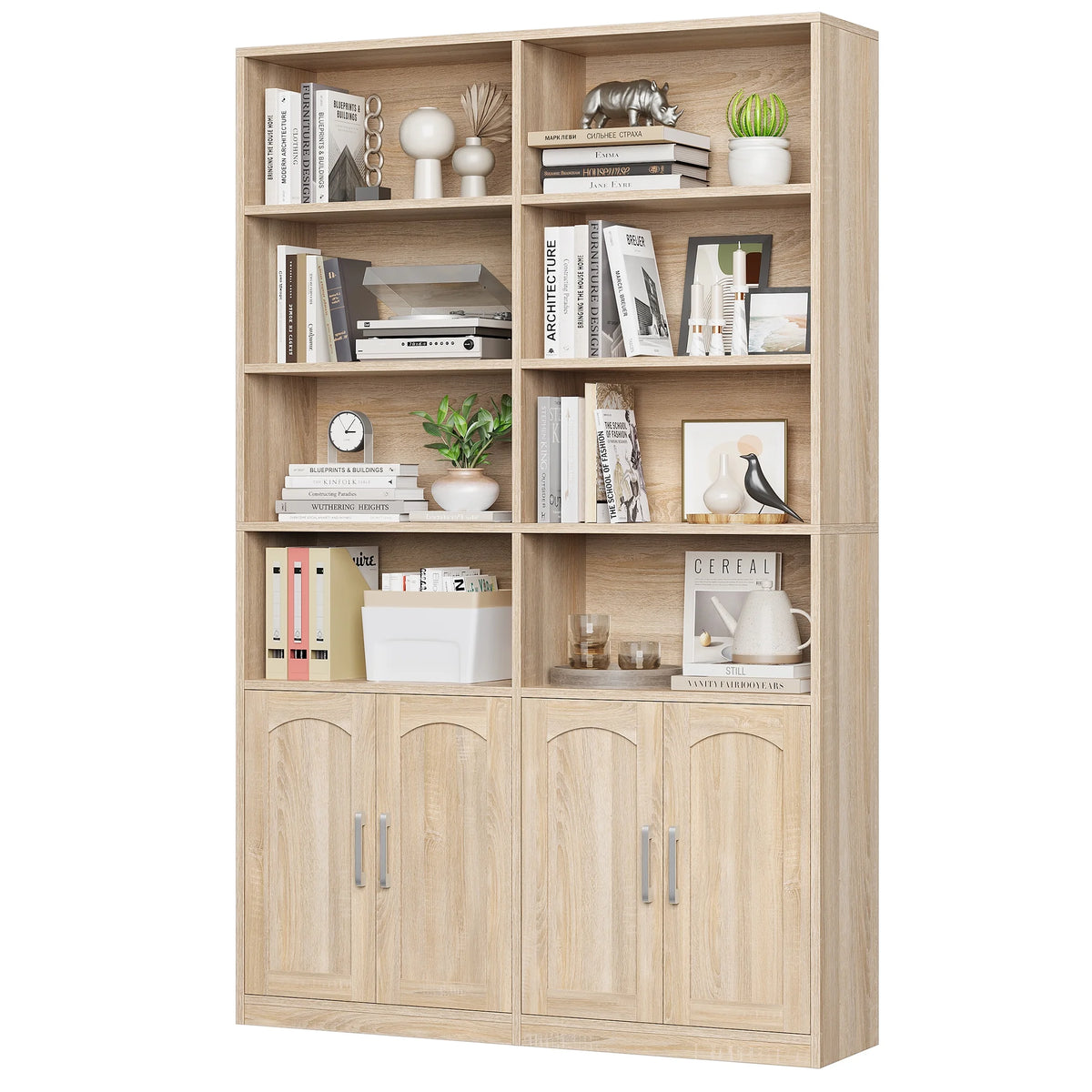 Homfa 73 Tall Bookcases with Doors, 8 Cubes 6-Tier Double Row Bookshelf, White Bookcase for Living Room Home Office
