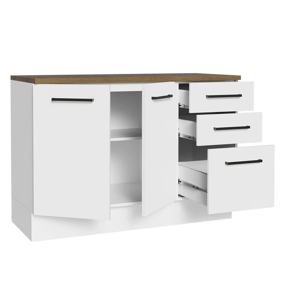 Madesa Garage and Utility Room Base Storage Cabinet with 2 Doors and 3 Drawers Storage Shelves 47 Inch Wooden Organization Unit - White
