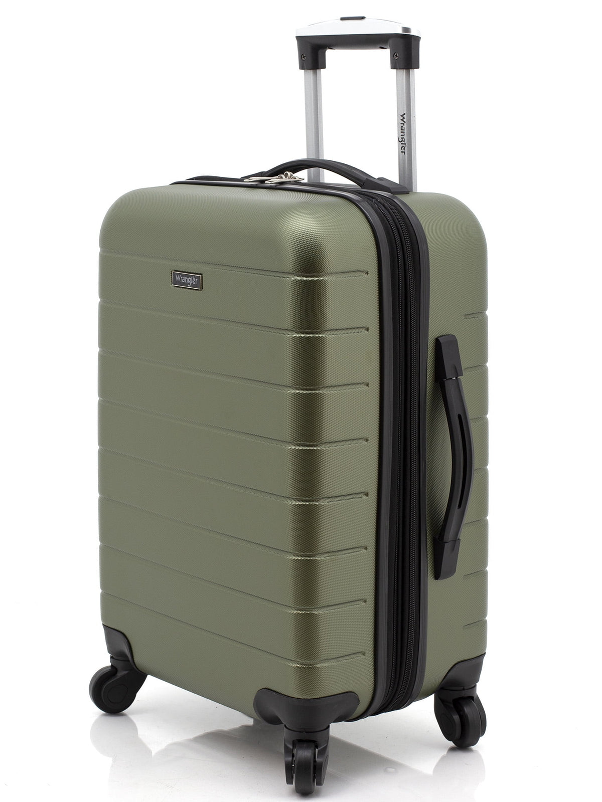 Wrangler 3 Piece Luggage Set with Cup Holder and USB Port, Olive Green