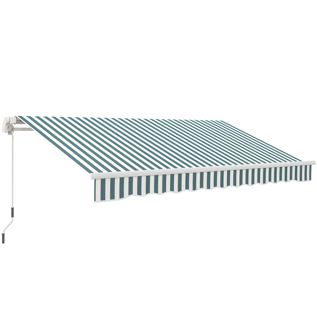 Outsunny 12' x 10' Manual Retractable Awning Outdoor Sunshade Shelter for Patio, Balcony, Yard, with Adjustable & Versatile Design, Beige and White