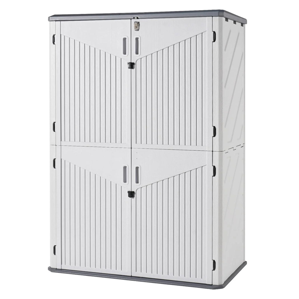 Aoxun Outdoor Storage Shed, 64 Cu.Ft Vertical Storage Sheds Outdoor with Floor, Outdoor Waterproof Storage Cabinet for Garage Storage, Pool Storage, Bike Shed, Garden Shed, Outdoor Storage(White)
