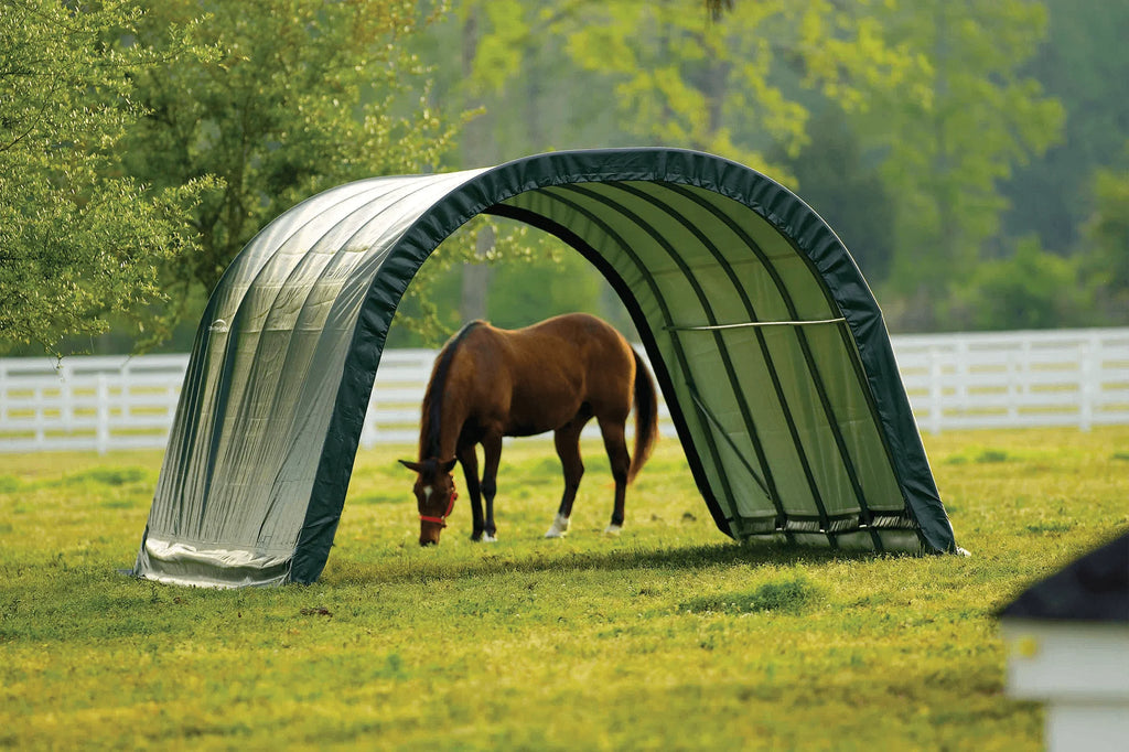 ShelterLogic Round Style Run-in Shelter, Green, 12 x 20 x 8 ft.