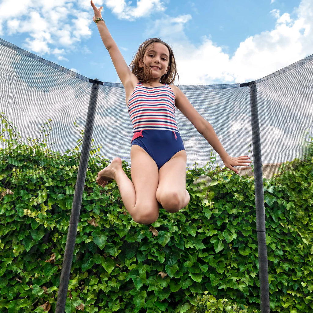 MARNUR 8 FT Trampoline for Kids Max Weight 330 LBS with Ladder, Safety Enclosure, Wind Stakes for Backyards Outdoor