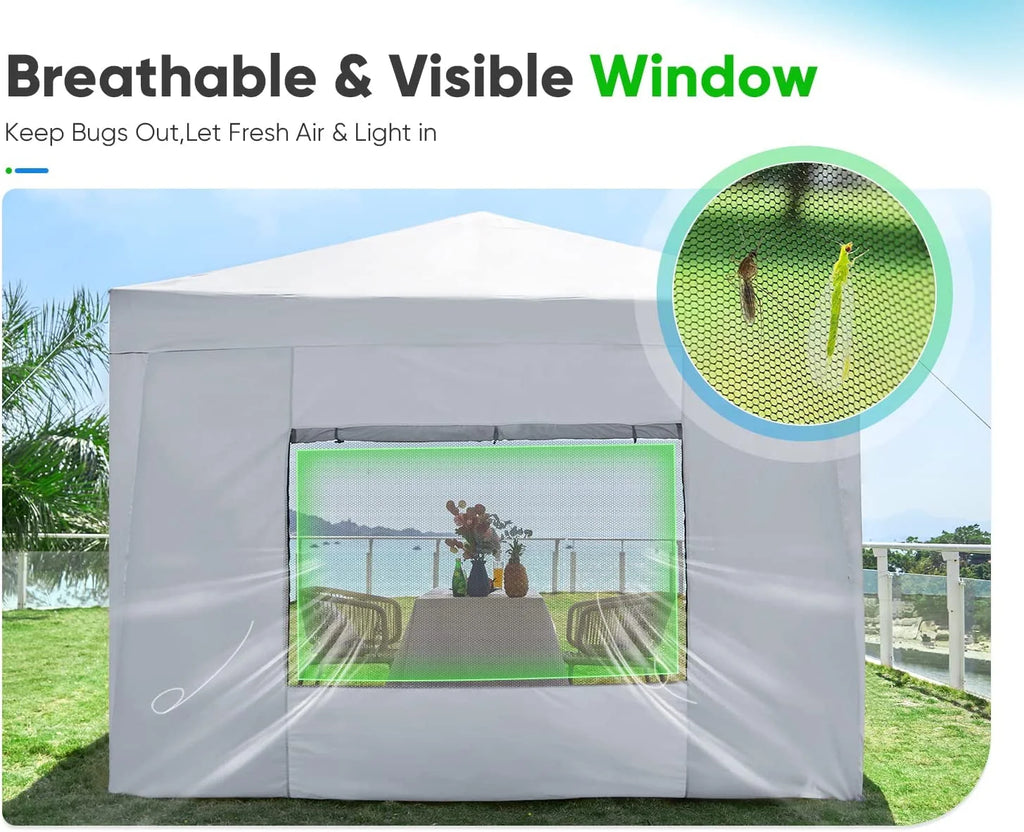 Quictent 8'x8' Pop up Canopy Tent with Sidewalls Instant Outdoor Gazebo Canopy Tent Shelter Enclosed Waterproof, with Wheeled Bag (Pink)