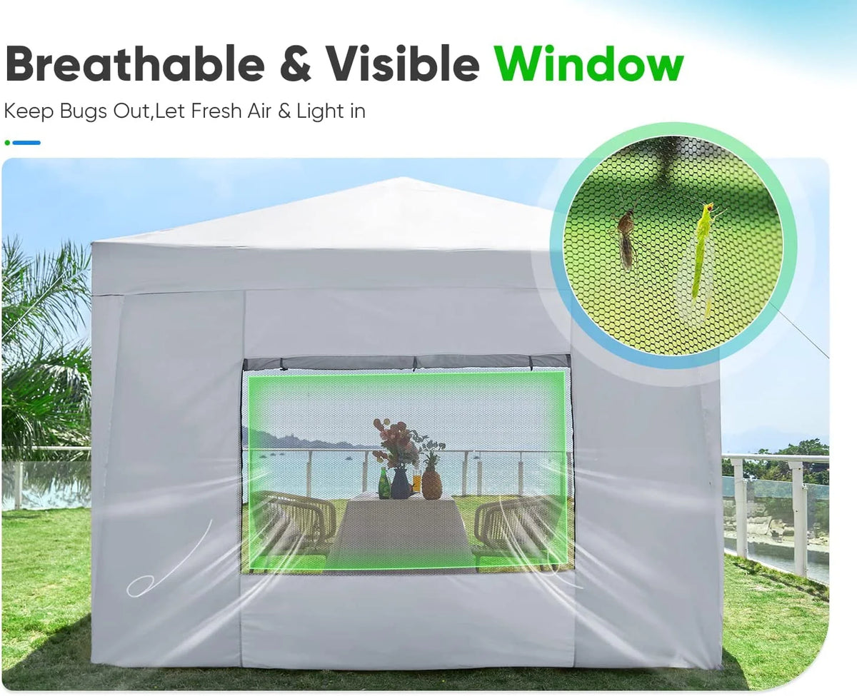 Quictent 8'x8' Pop up Canopy Tent with Sidewalls Instant Outdoor Gazebo Canopy Tent Shelter Enclosed Waterproof, with Wheeled Bag (Pink)