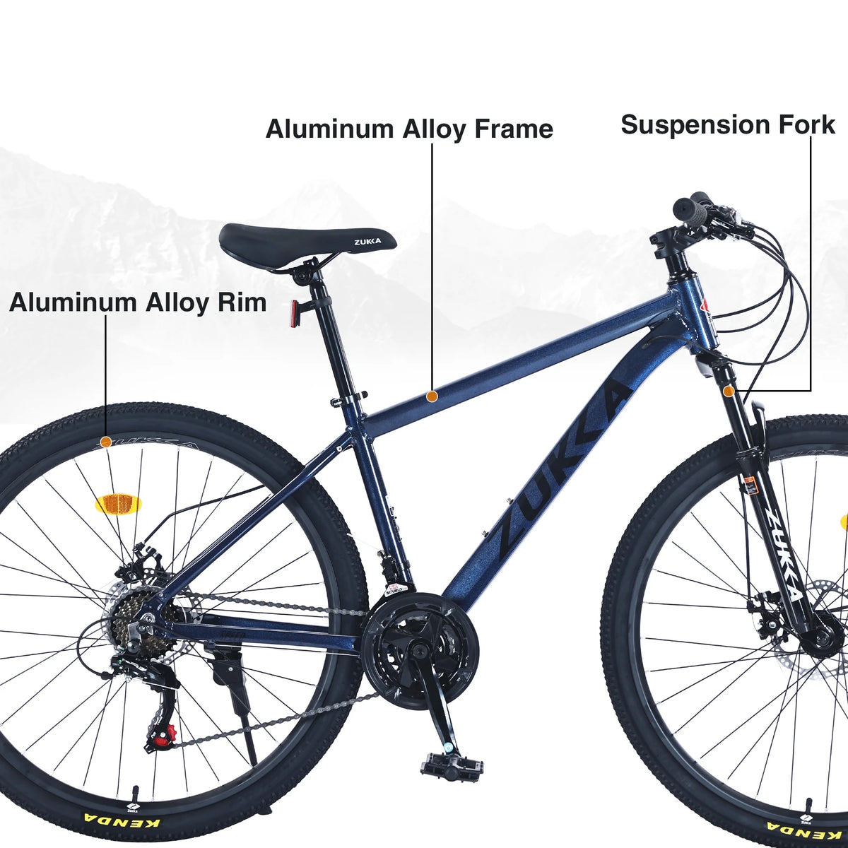 27.5 Inch Mountain Bike, 21 Speed Mountain Bicycle with Front Suspension and Aluminum Alloy Frame for Men Women Boys and Girls, Blue