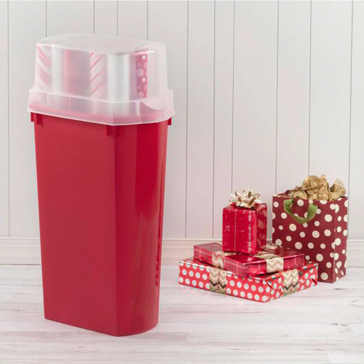 Sterilite 30 Inch Holiday Gift Wrapping Paper Storage Box with Lid (4 Pack)