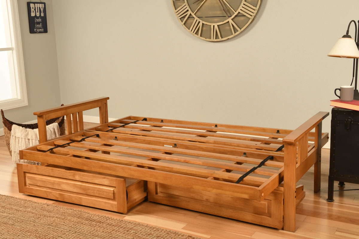 Kodiak Furniture Monterey Full Solid Wood Frame with Storage in Brown/Butternut
