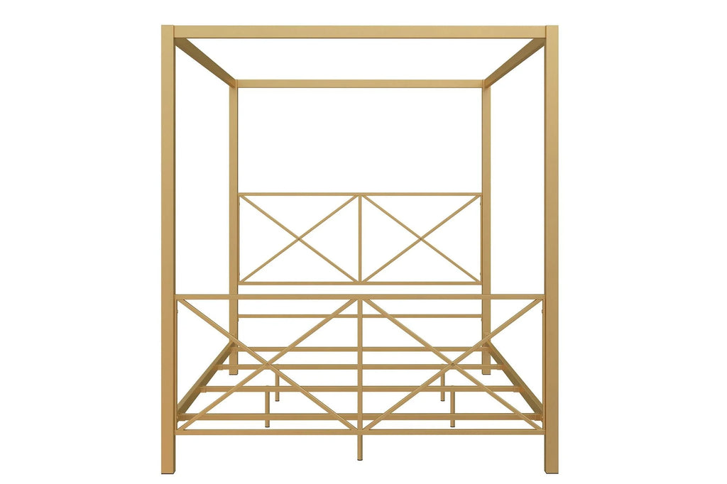 DHP Rosedale Metal Canopy Poster Bed Frame, Queen, Gold