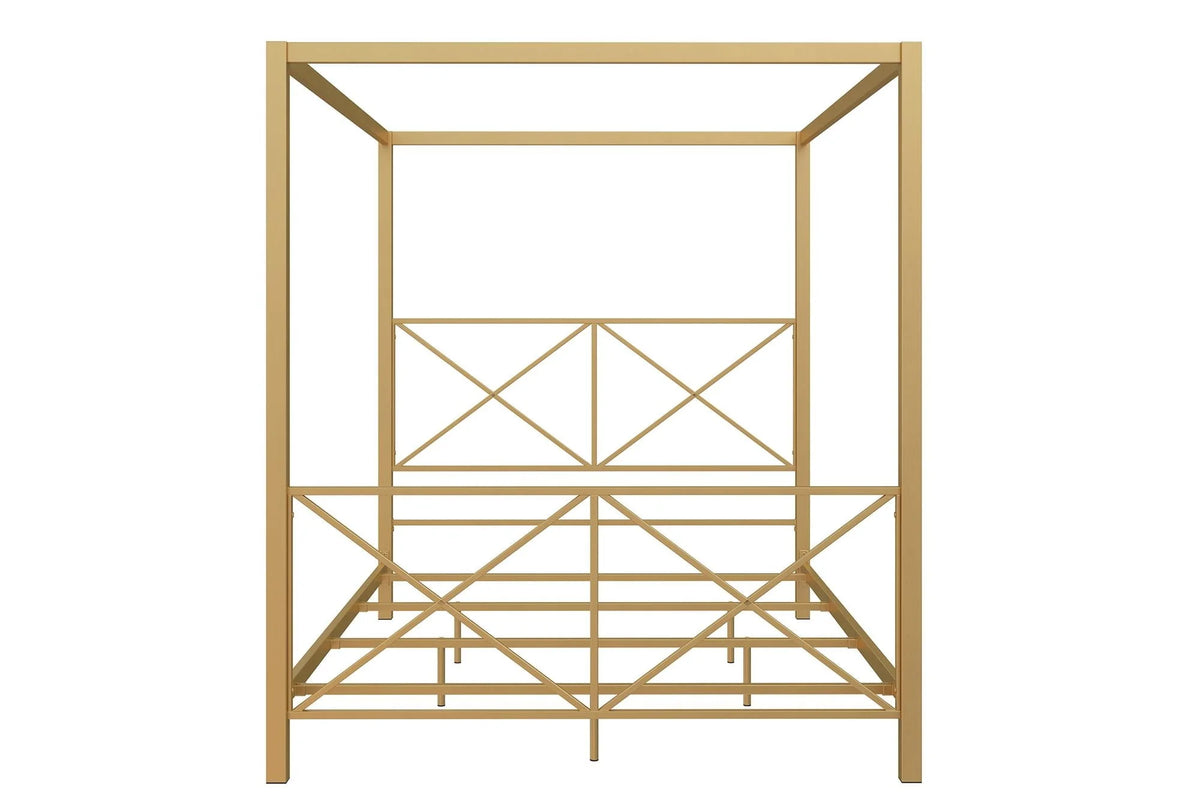 DHP Rosedale Metal Canopy Poster Bed Frame, Queen, Gold