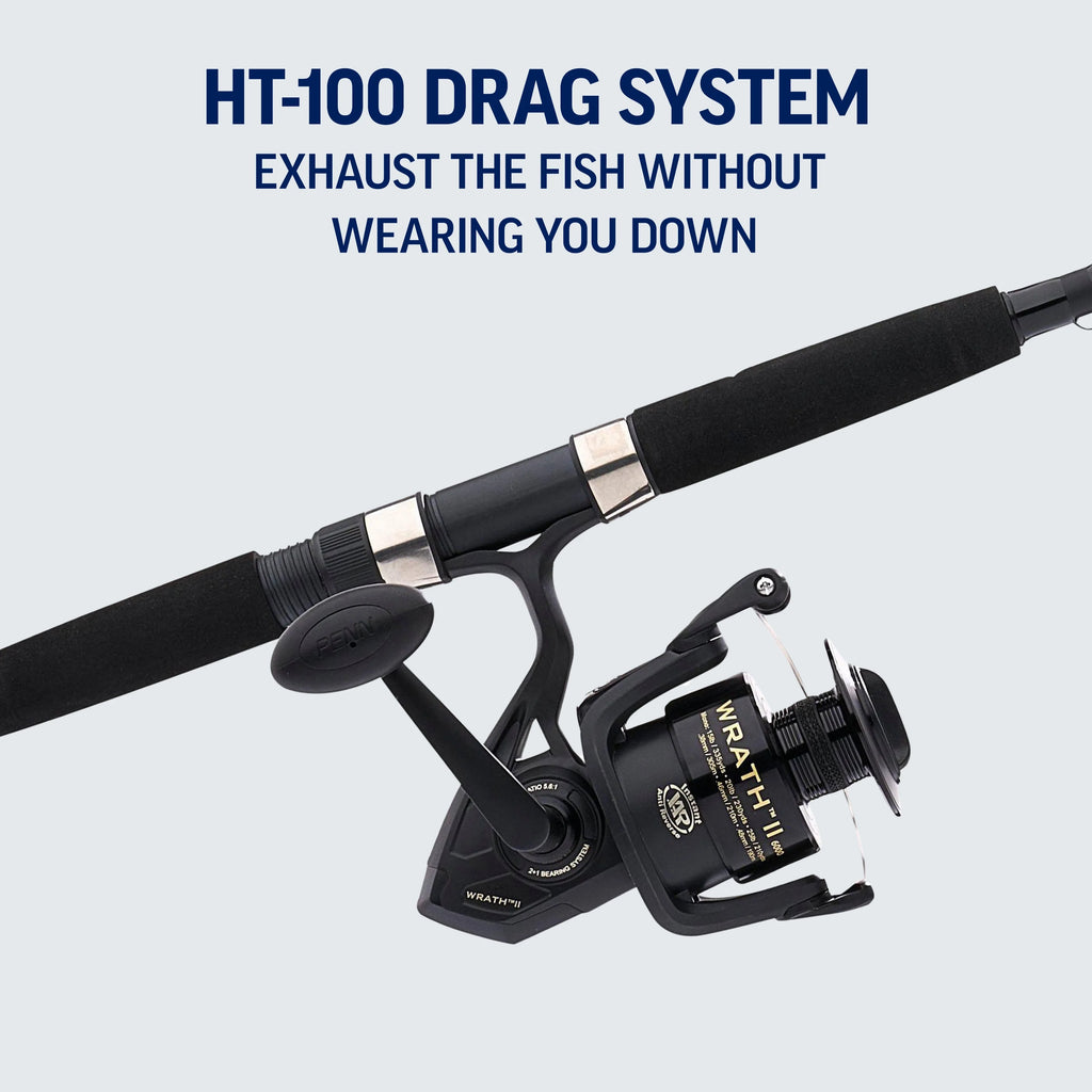 PENN Wrath II Fishing Spinning Combos, 7' Medium Heavy Rod, 5000 Reel