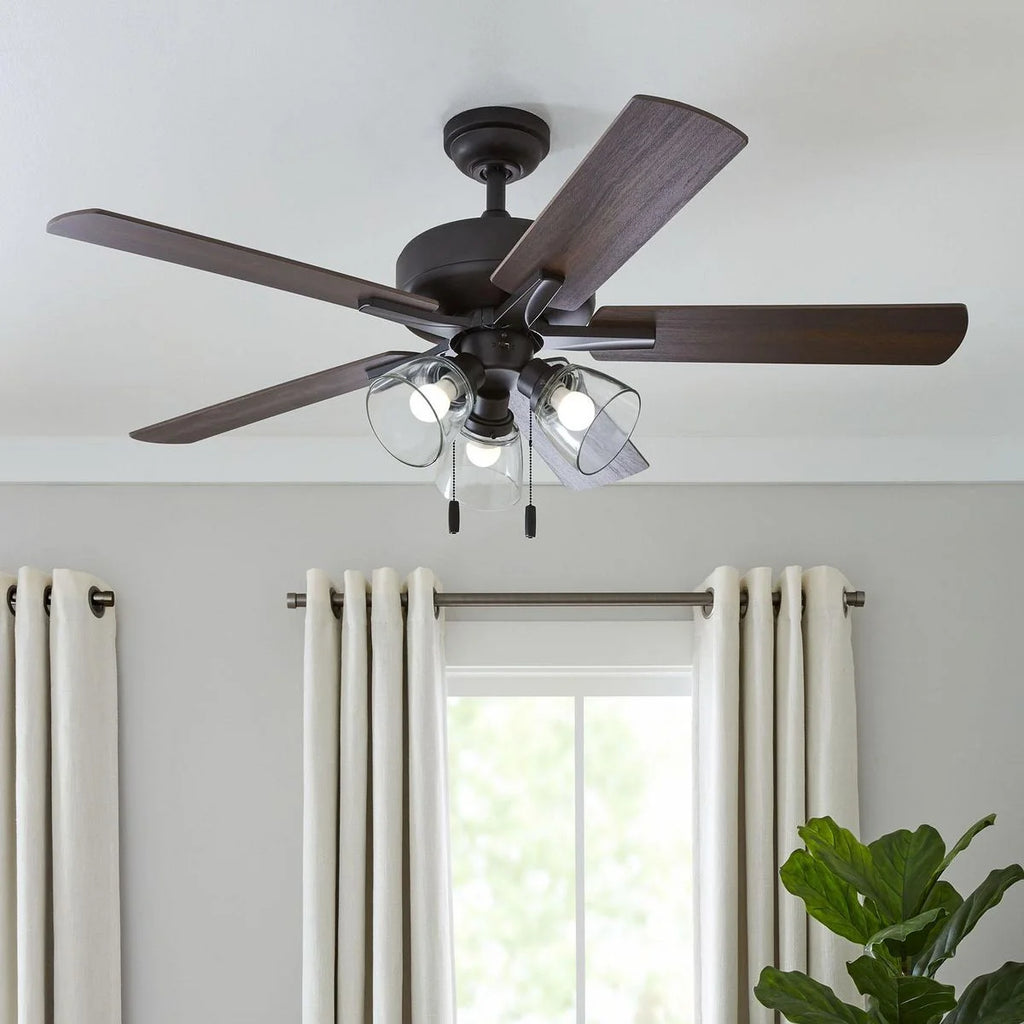Better Homes & Gardens 52" Bronze Transitional Ceiling Fan, 5 Reversible Blades, 3 LED Bulbs Included