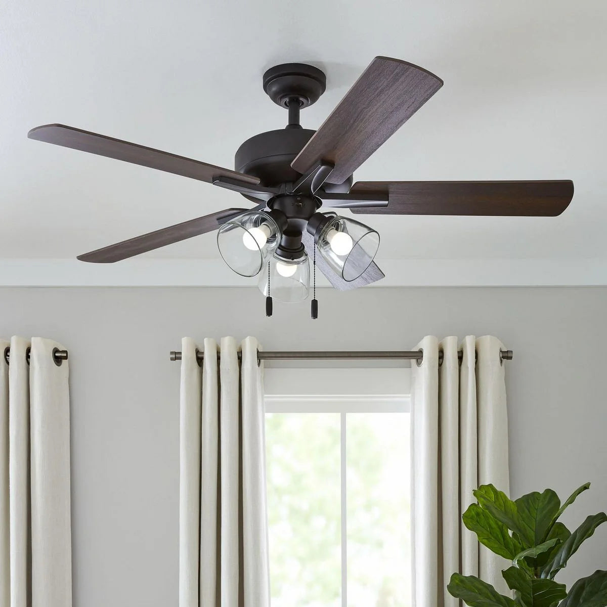 Better Homes & Gardens 52" Bronze Transitional Ceiling Fan, 5 Reversible Blades, 3 LED Bulbs Included