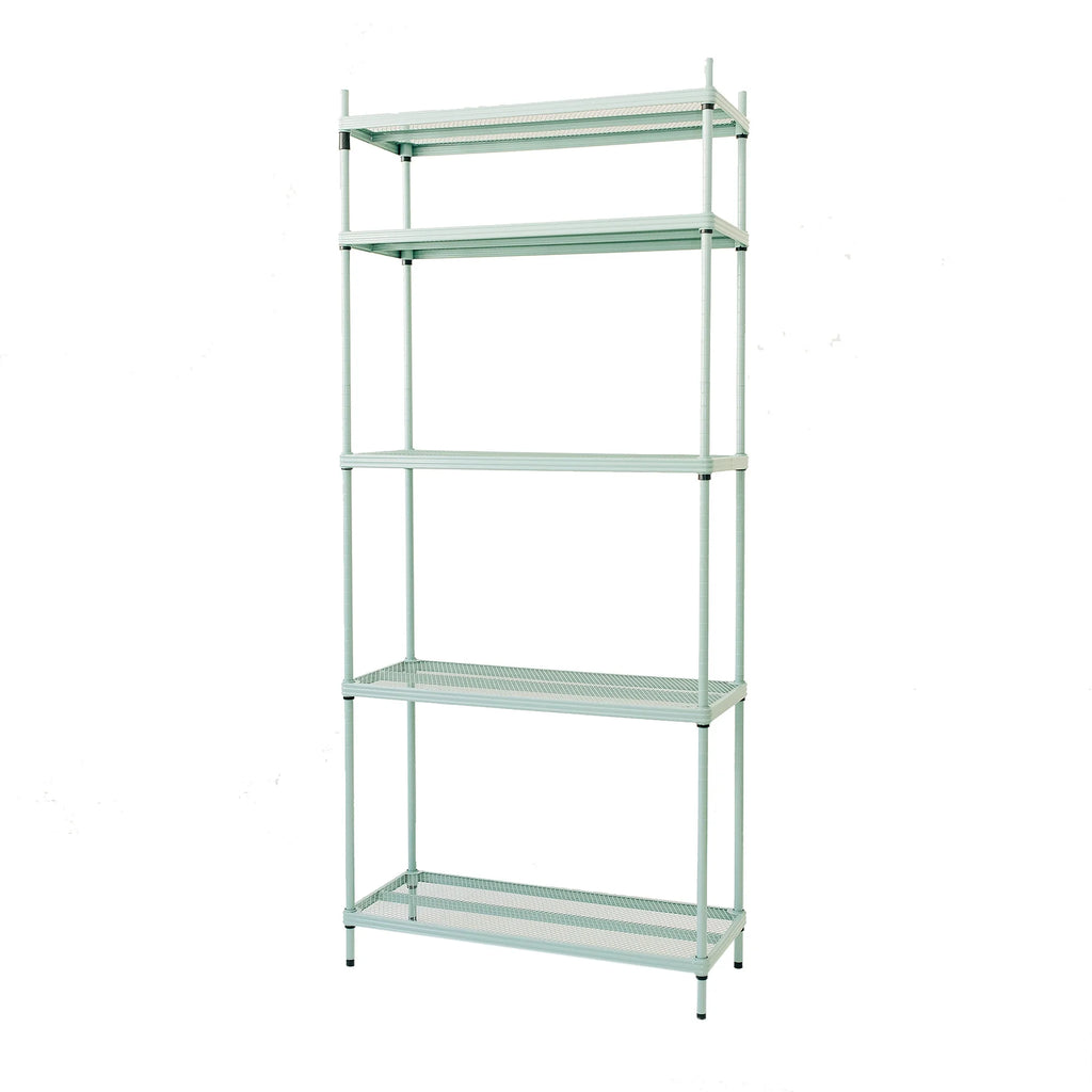 Design Ideas MeshWorks 5 Tier Steel Storage Shelving Unit Bookshelf, Green
