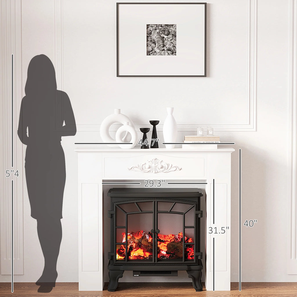 HOMCOM 44.75 Inch Fir Wood Fireplace Mantel Stove Surround, Freestanding Electric Fireplace Mantel, White