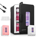 15L Mini Fridge, 21 Can Bedroom Refrigerator, Portable Cooler &Warmer, Beverage & Skincare, 110V/12V, Black