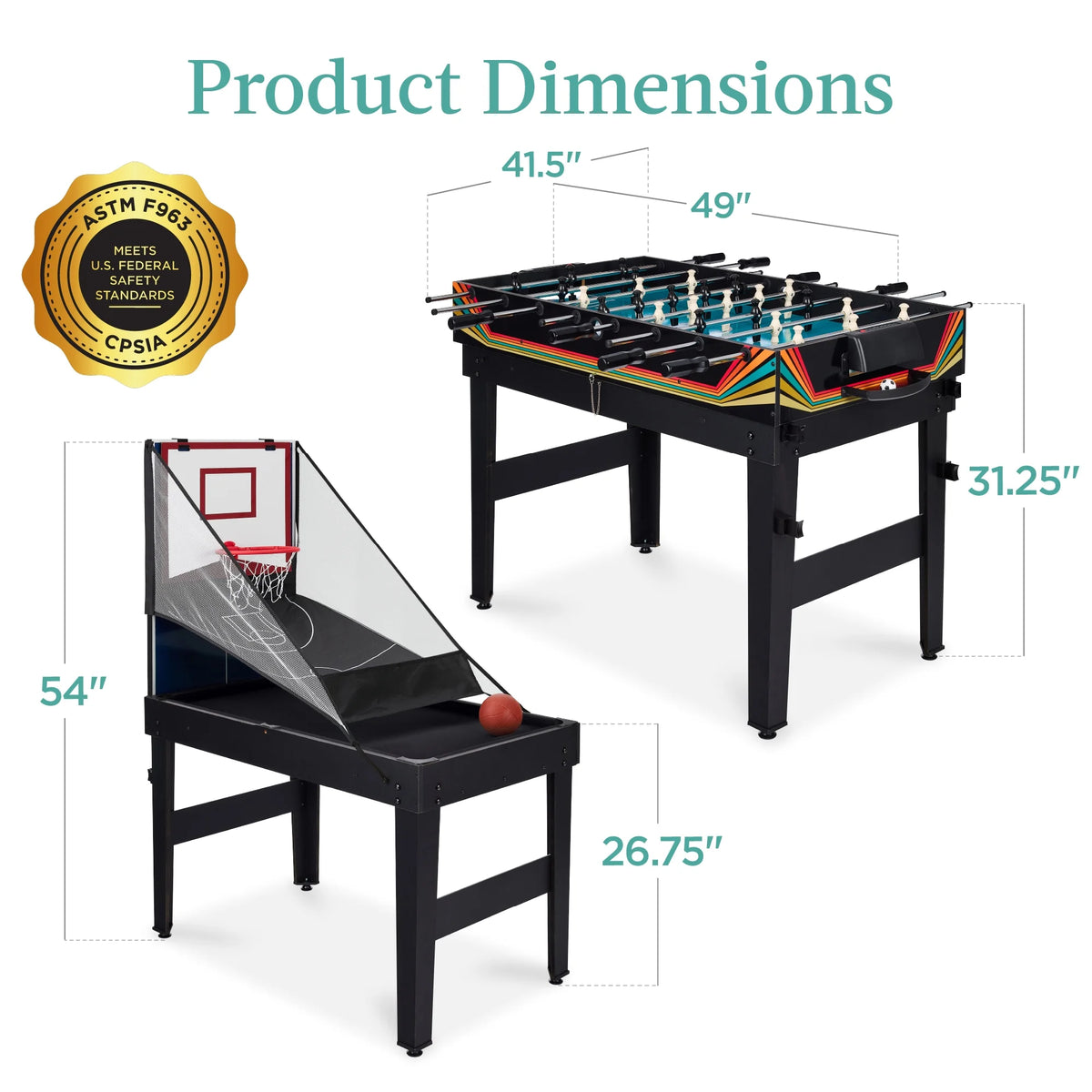 Best Choice Products 13-in-1 Combo Game Table Set w/ Ping Pong, Foosball, Basketball, Hockey, Archery - Natural