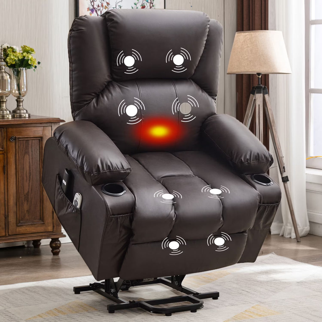JONPONY Power Lift Recliner Chair Recliners for Elderly with Heat and Massage Recliner Chair for Living Room with Infinite Position and Side Pocket,USB Charge Port,Black