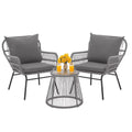 Bezseller 3-Piece Outdoor Wicker Furniture Set, Patio Conversation Set, Gray
