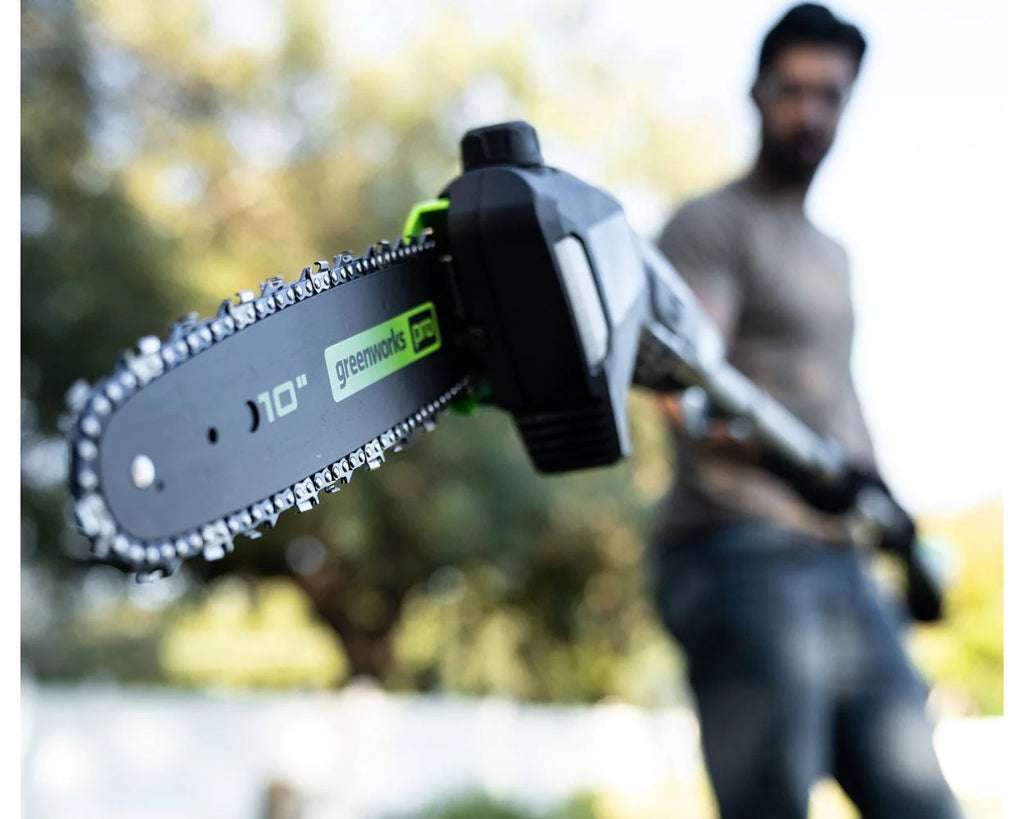Greenworks 60V 10" Cordless Pole Saw & 20" Pole Hedge Trimmer Combo Kit + 2.0 Ah Battery & Charger