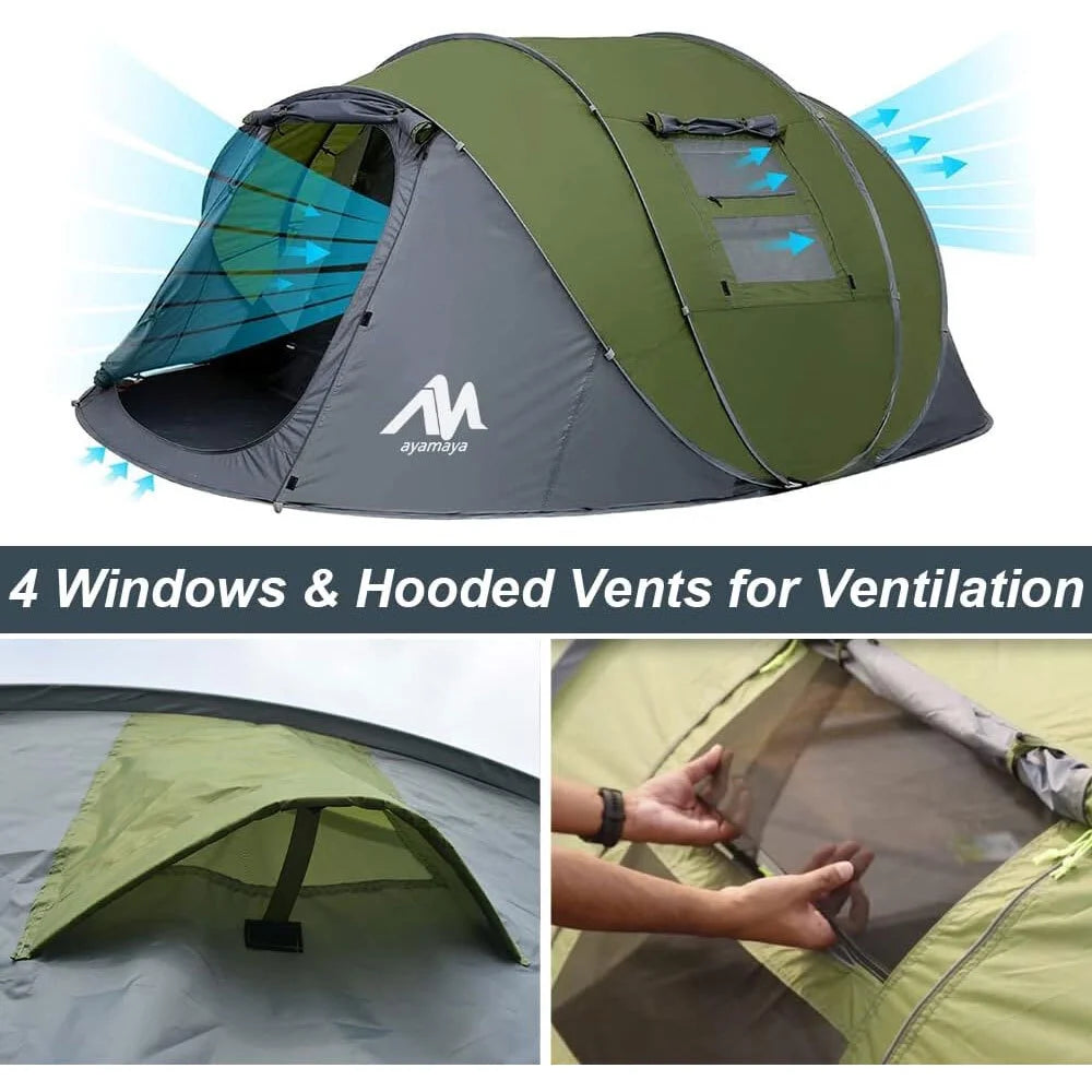 4-6 Person Pop Up Tents Waterproof Windproof Instant Tent for Camping Hiking