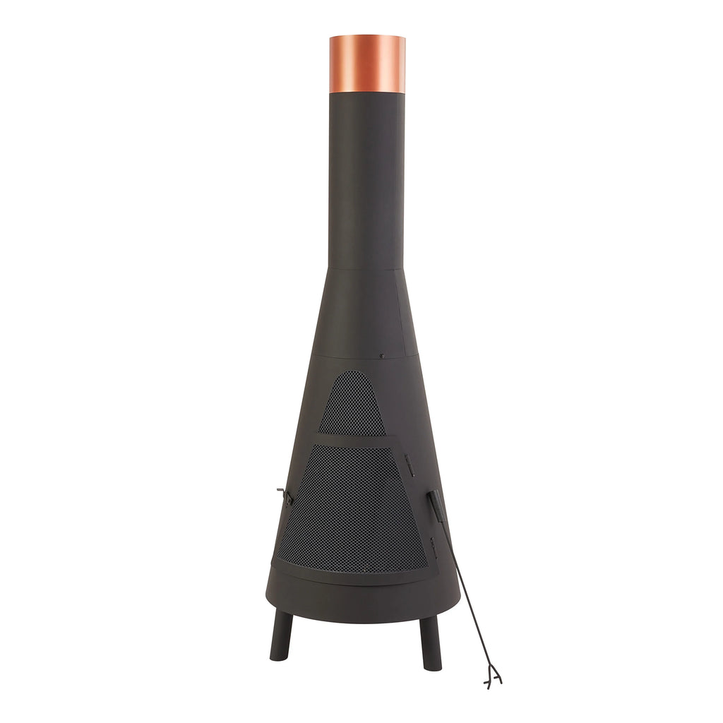 Mainstays 67 Tall Round Powder-Coated-Black Finish Steel Wood Burning Chiminea