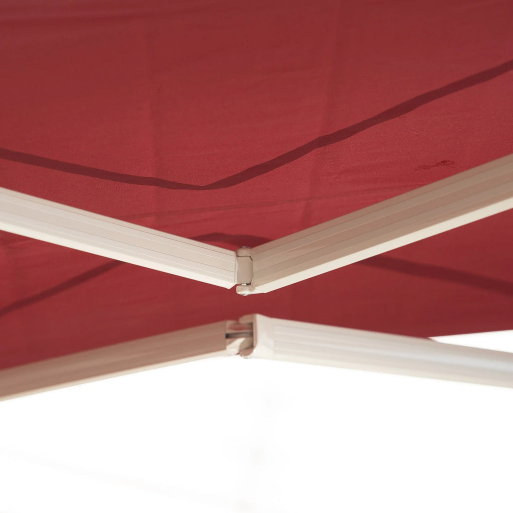 Outsunny 12' x 10' Manual Retractable Awning Outdoor Sunshade Shelter for Patio, Balcony, Yard, with Adjustable & Versatile Design, Beige and White