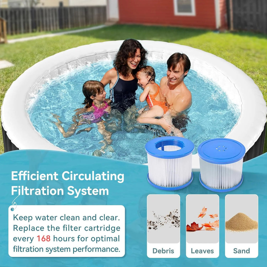 4-6 Person Inflatable Hot Tub, Large Polygon Portable Blow up Hot Tub, Leak-Proof PVC Outdoor Spa with 130 Air Jets, Insulated Cover and Heater Pump, 77 X 77 X 25