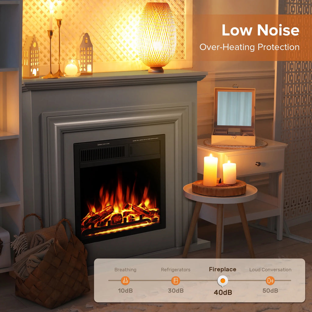 Electactic Electric Fireplace, Free Standing Fireplace, with Remote Control, Adjustable LED Flame, 750W/1500W -White