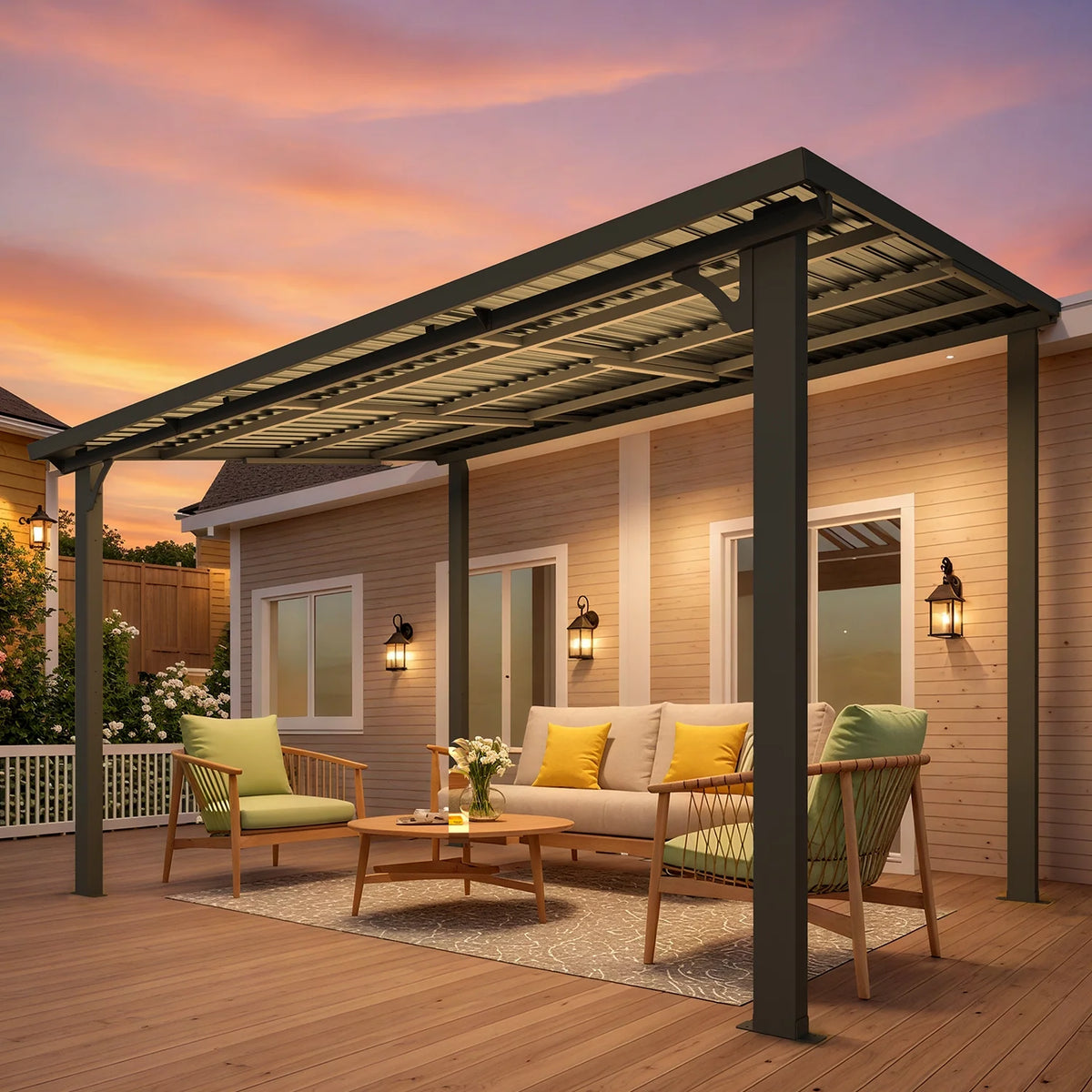 AECOJOY 10' x 12' Hardtop Gazebo, Heavy Duty Outdoor Gazebo with Galvanized Steel Sloping Roof, All Weatherproof Metal Gazebo Featuring Vertical Stripes for Patio, Backyard, and Lawns