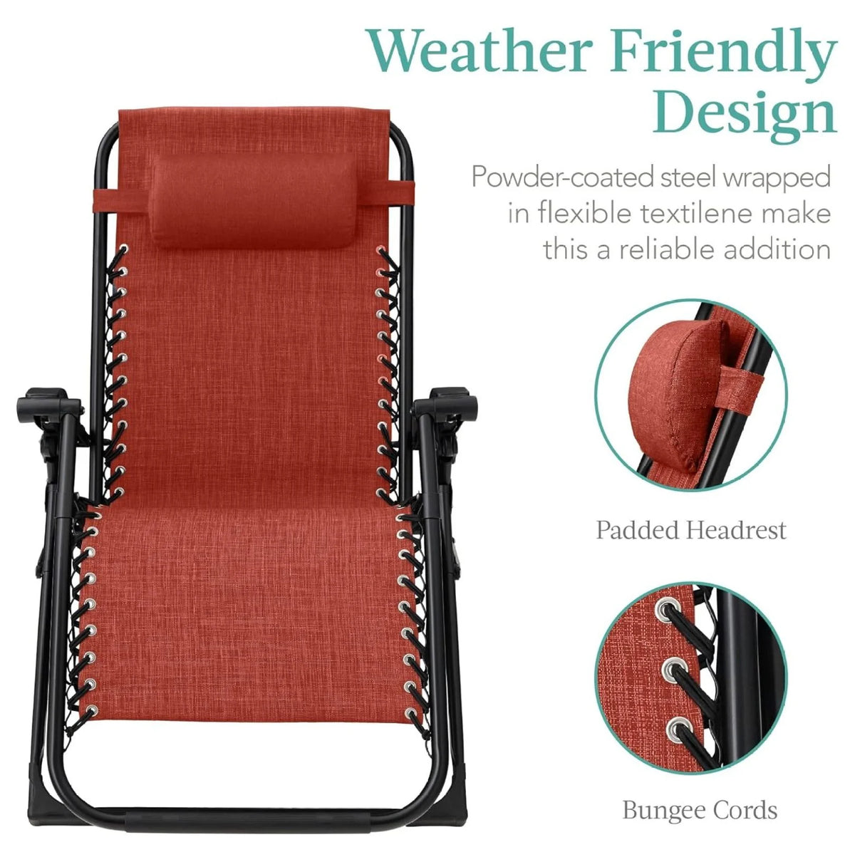 Oversized Chair, Folding Outdoor Patio Recliner, XL Anti Gravity Lounger w/Removable Cushion, Cup Holder, Side Tray, 350lb Capacity - Taupe