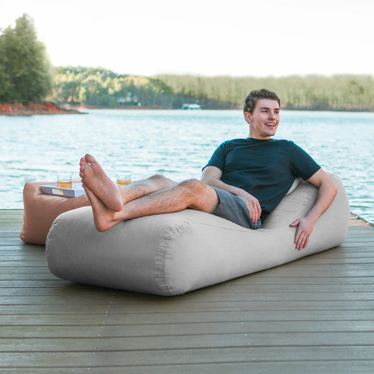 Jaxx Bean Bags Jaxx Arlo Outdoor Bean Bag Lounge with Pillow Granite