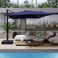 Boyel Living 10 x 13 FT Cantilever Patio Umbrella, Outdoor Rectangle Offset Umbrella with 360°Rotation, Heavy Duty Patio Hanging Umbrella with Base for Garden Pool Backyard, Navy Blue